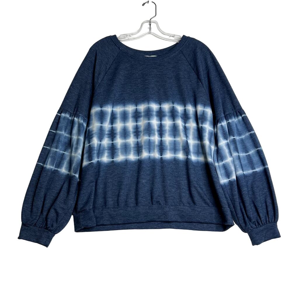 Knox Rose Long Sleeve Tie Dye Pullover Sweatershirt Lightweight Blue Womens XL
